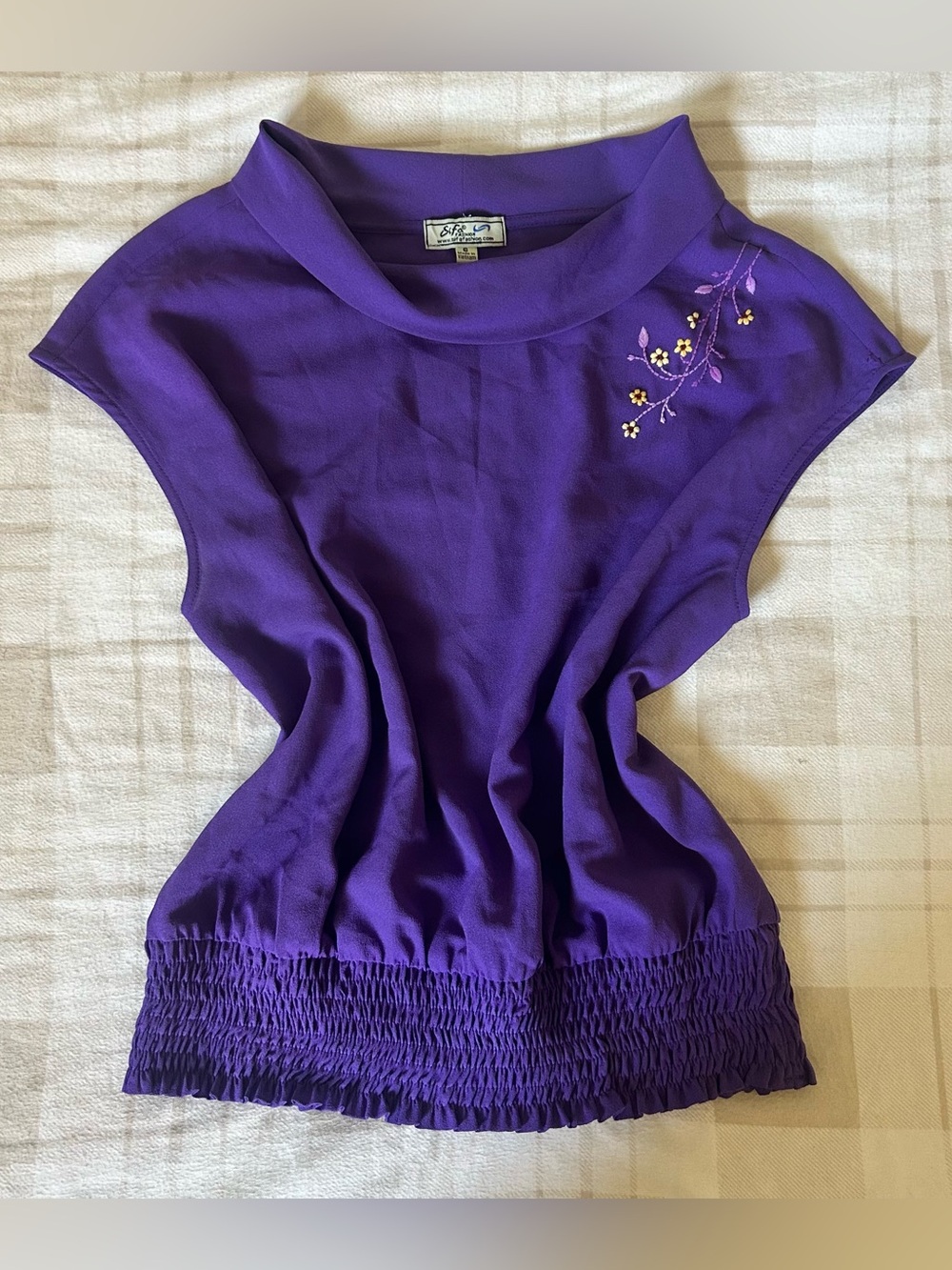 Vintage Purple Sleeveless Chiffon Blouse